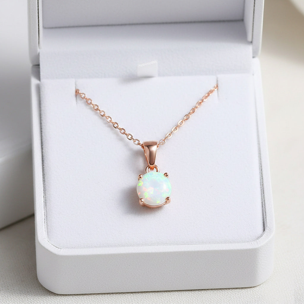 Opal Minimal Rose Gold Kolye