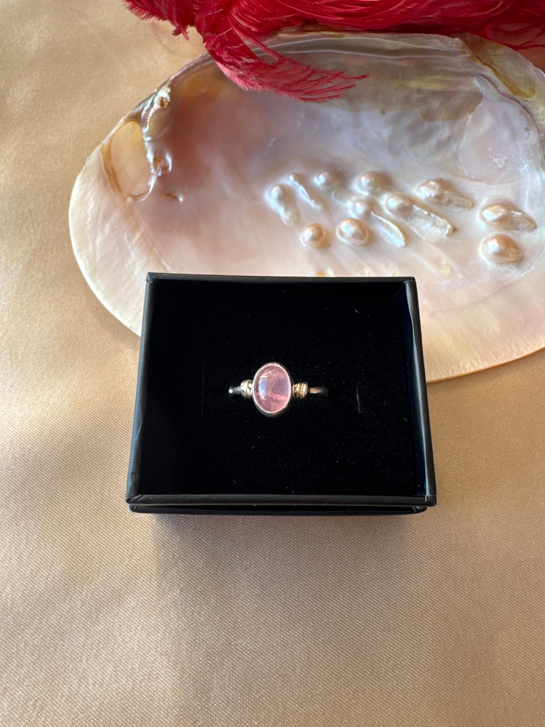 Pembe Kuvars Diana Gümüş Yüzük