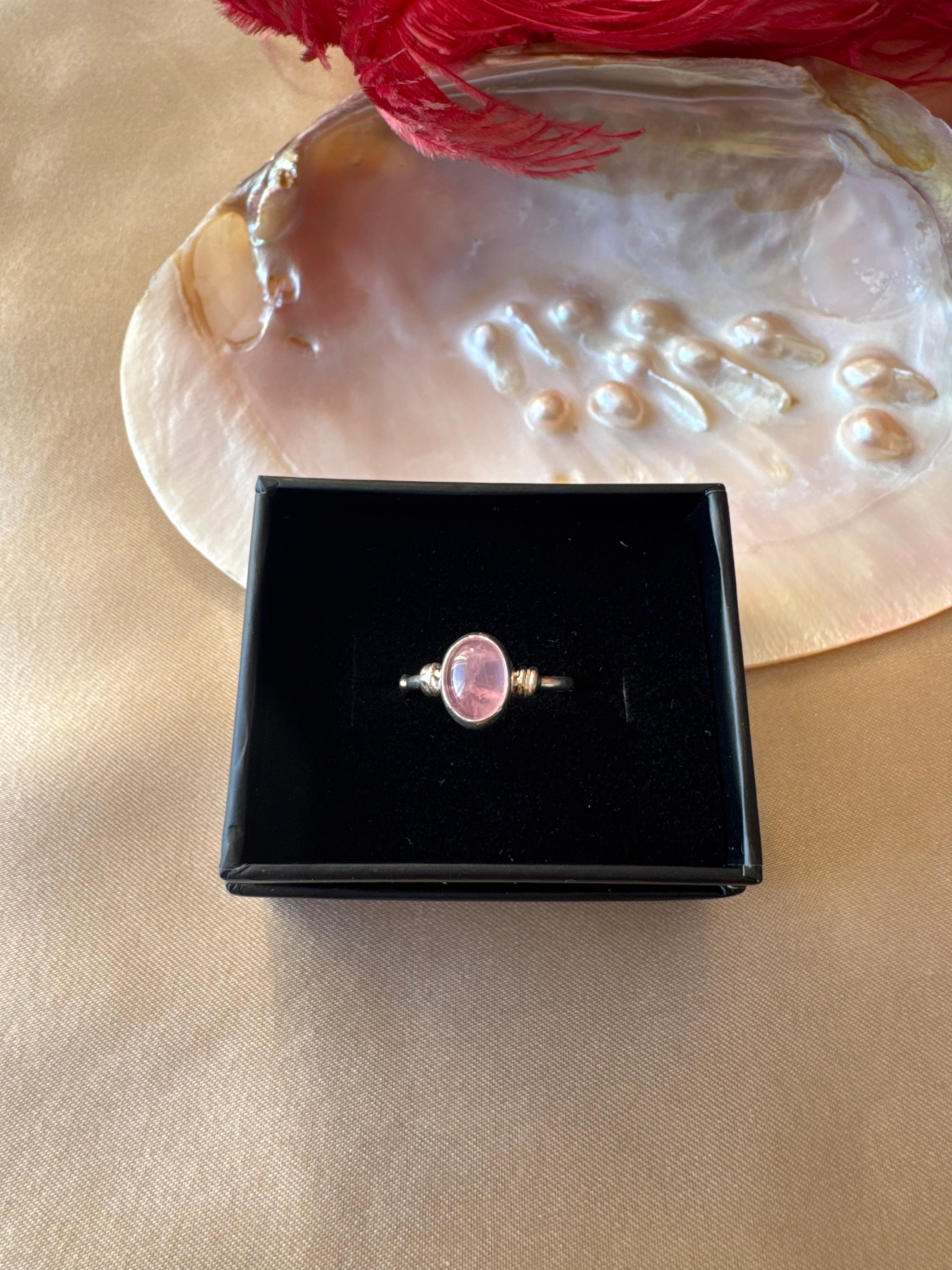 Pembe Kuvars Diana Gümüş Yüzük