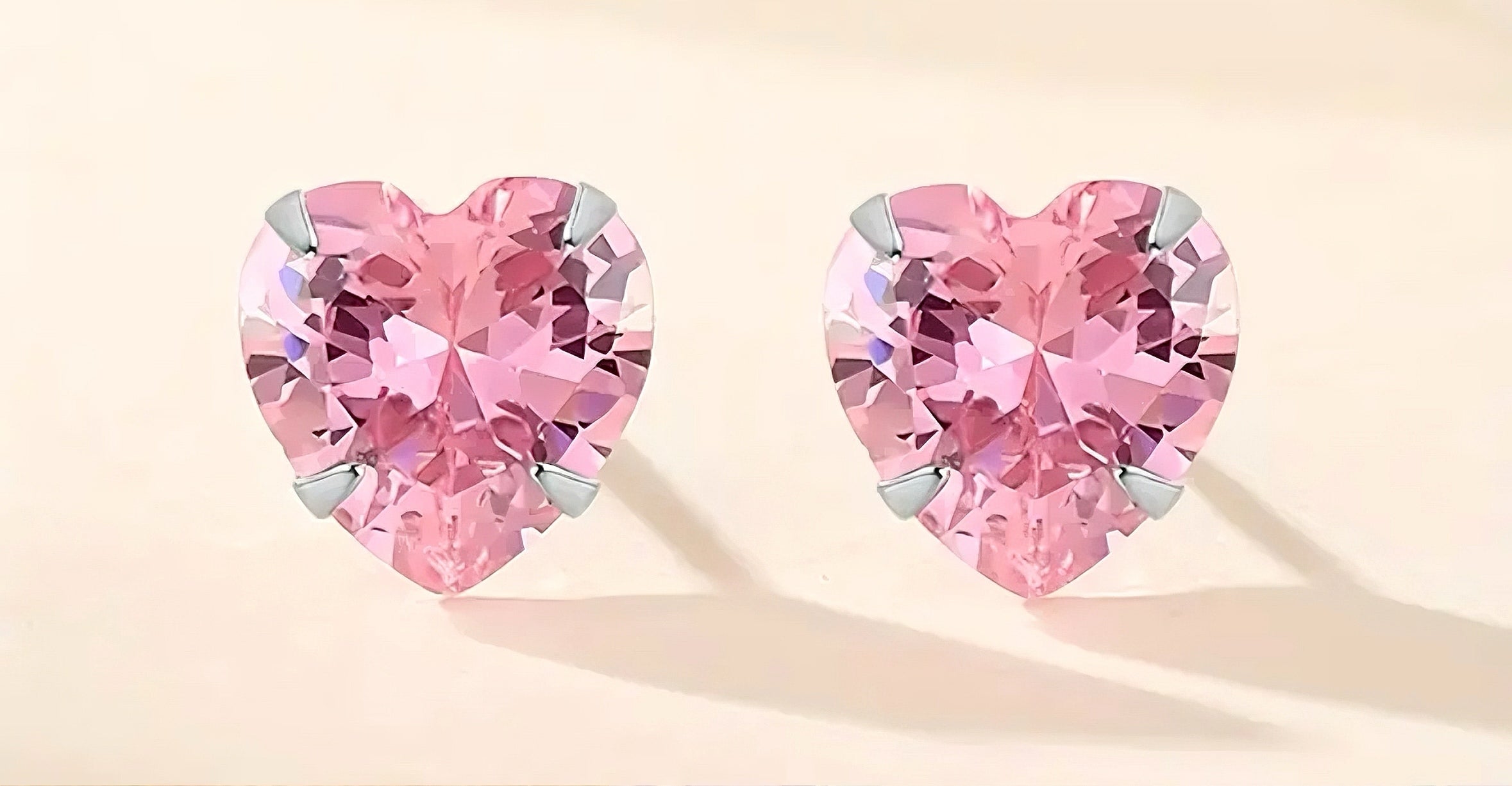 Pembe Kuvars Minimal Kalp Gümüş Küpe