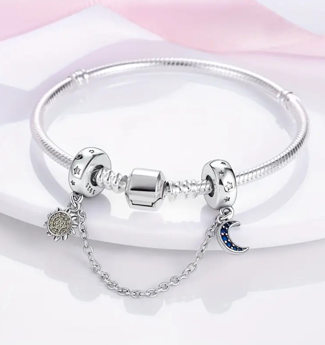 Güneş & Ay ikili Gümüş Charm