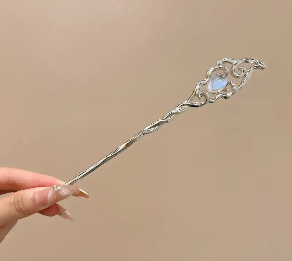 Ay Taşı Vintage Metal Saç Tokası