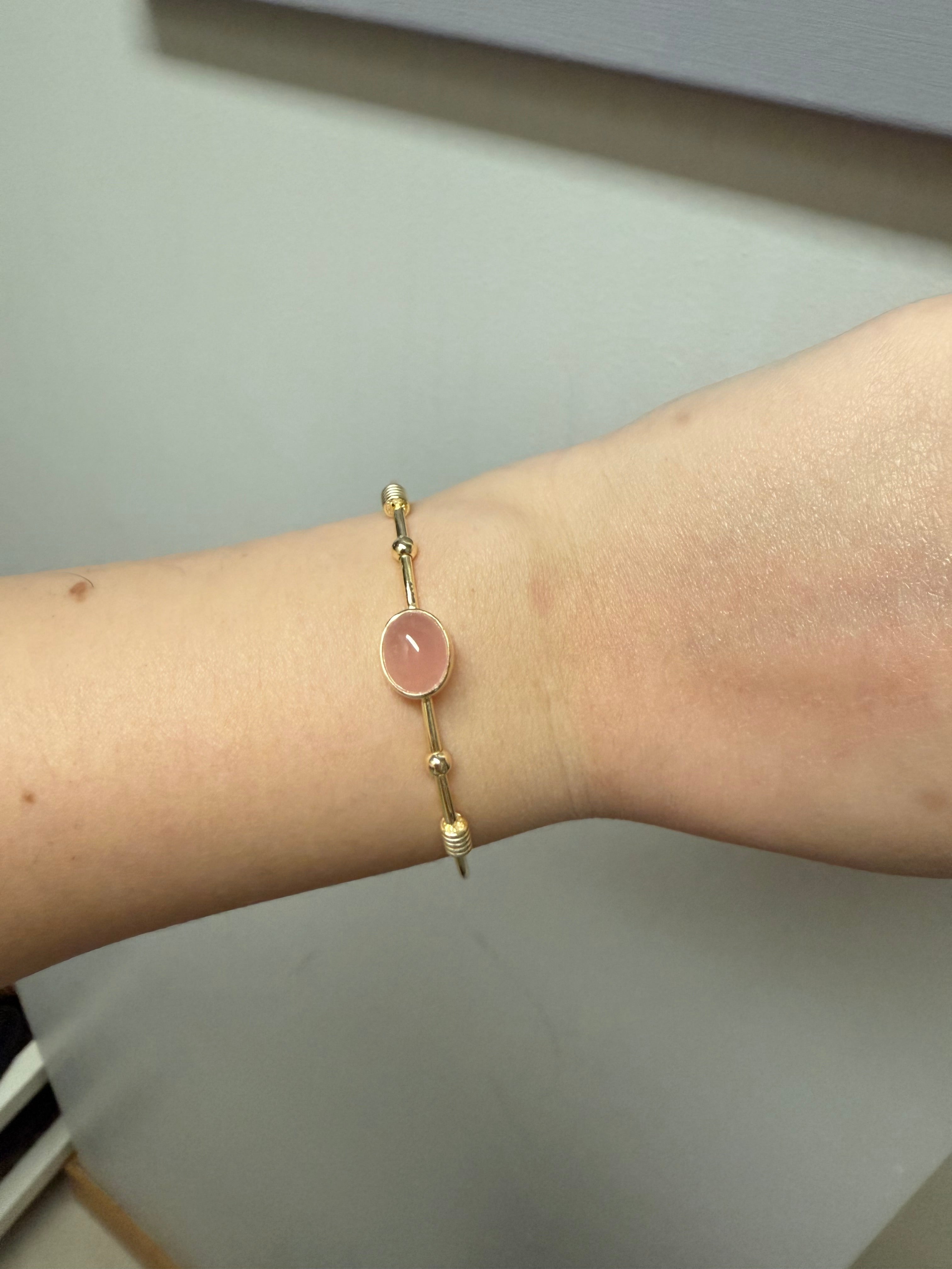 Pembe Kuvars Gold Bileklik