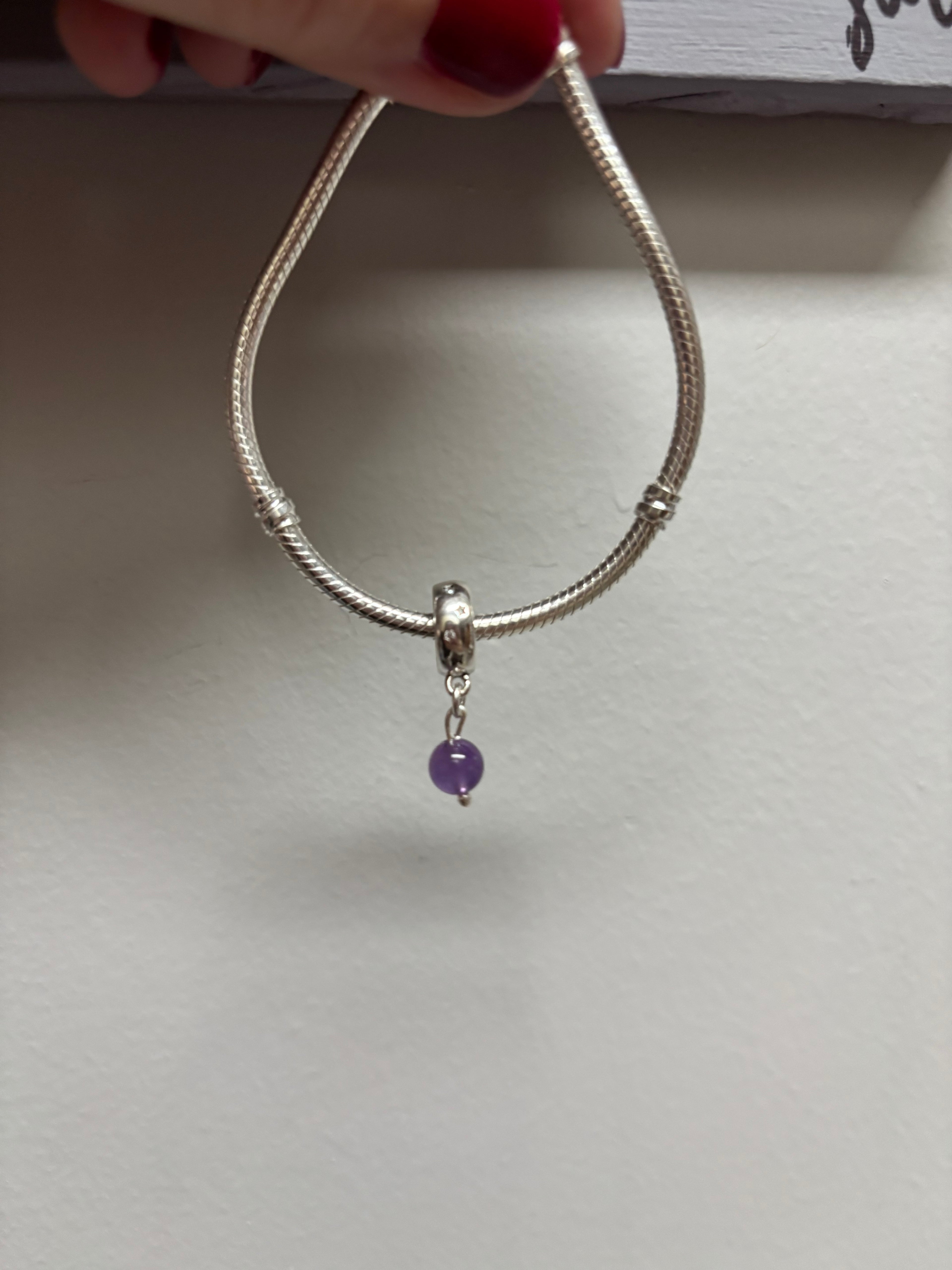 Ametist Gümüş Charm