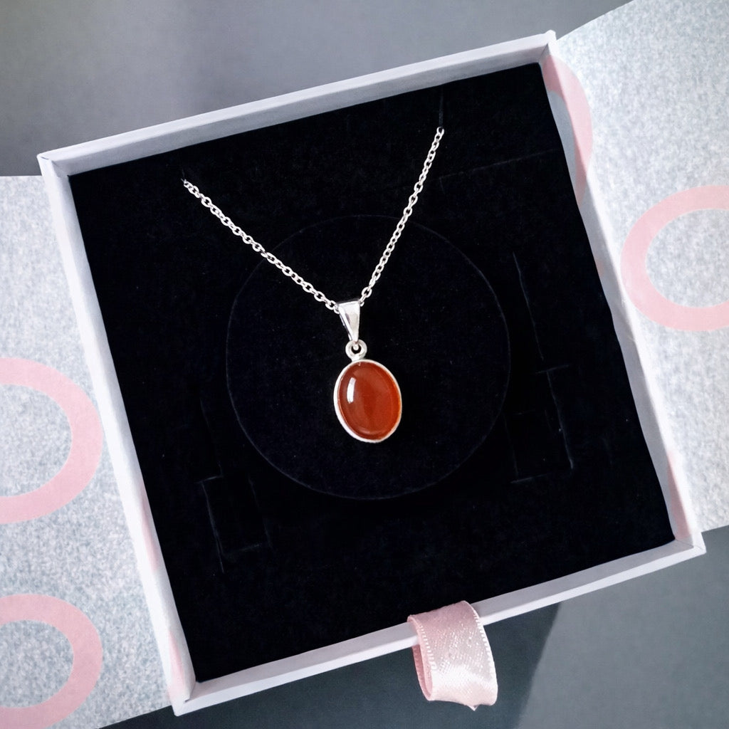 Akik Minimal Gümüş Kolye