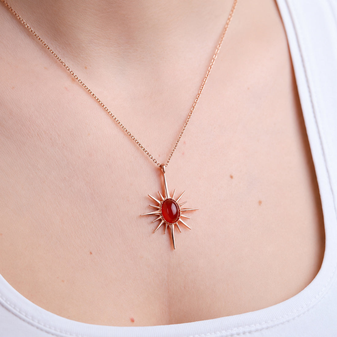 Akik Büyük Kuzey Yıldızı Rose Gold Kolye