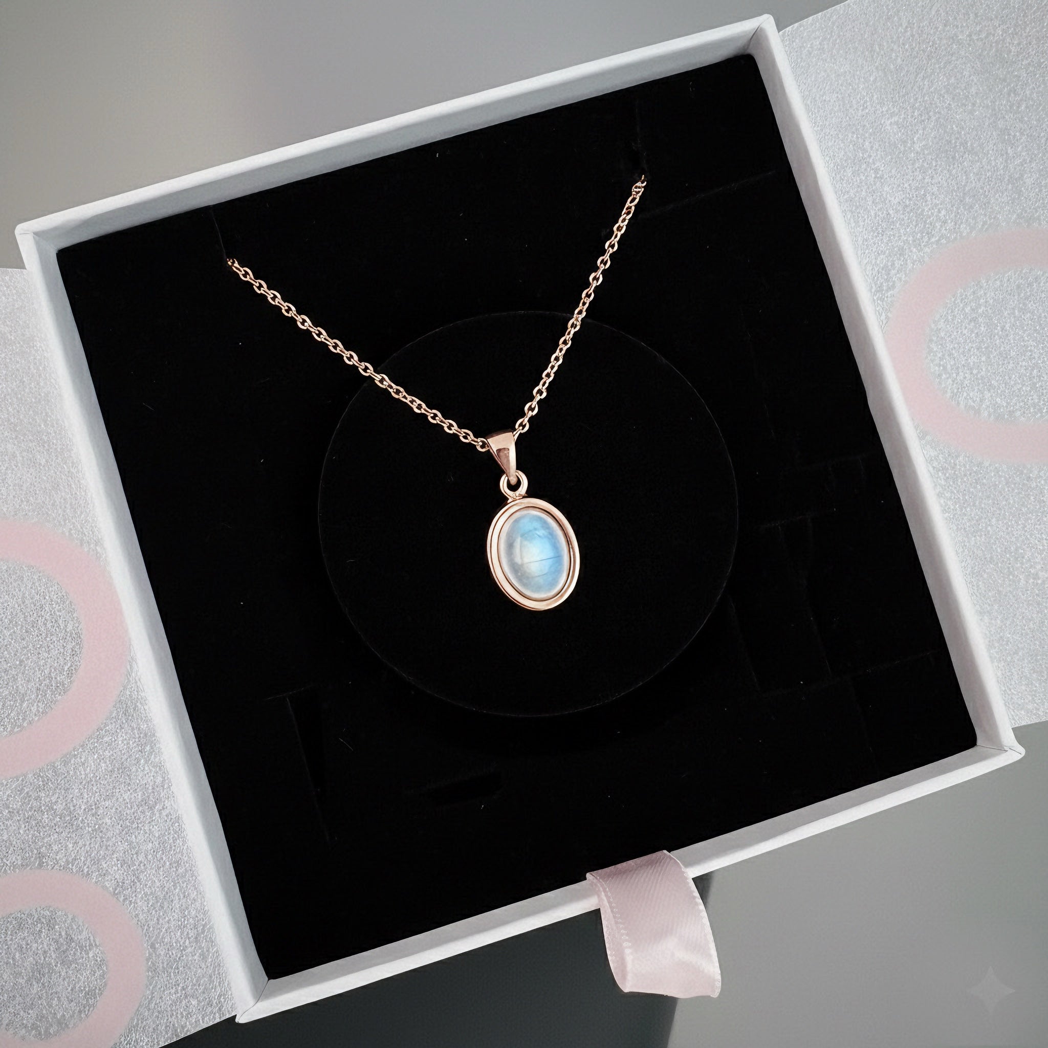 Ay Taşı Minimal Vintage Rose Gold Kolye
