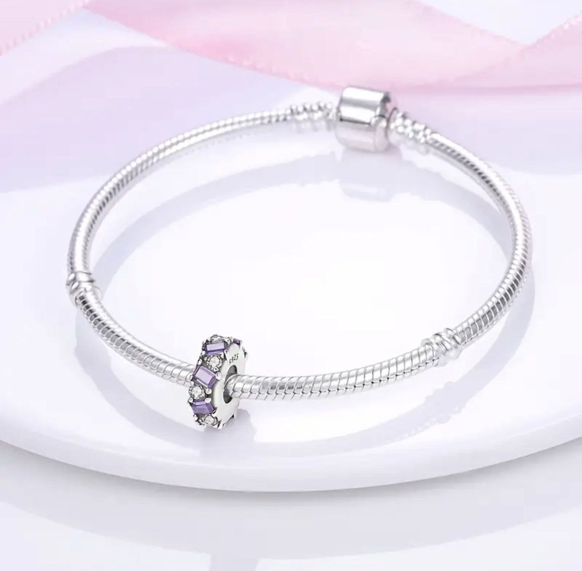 Ametist Round Gümüş Charm