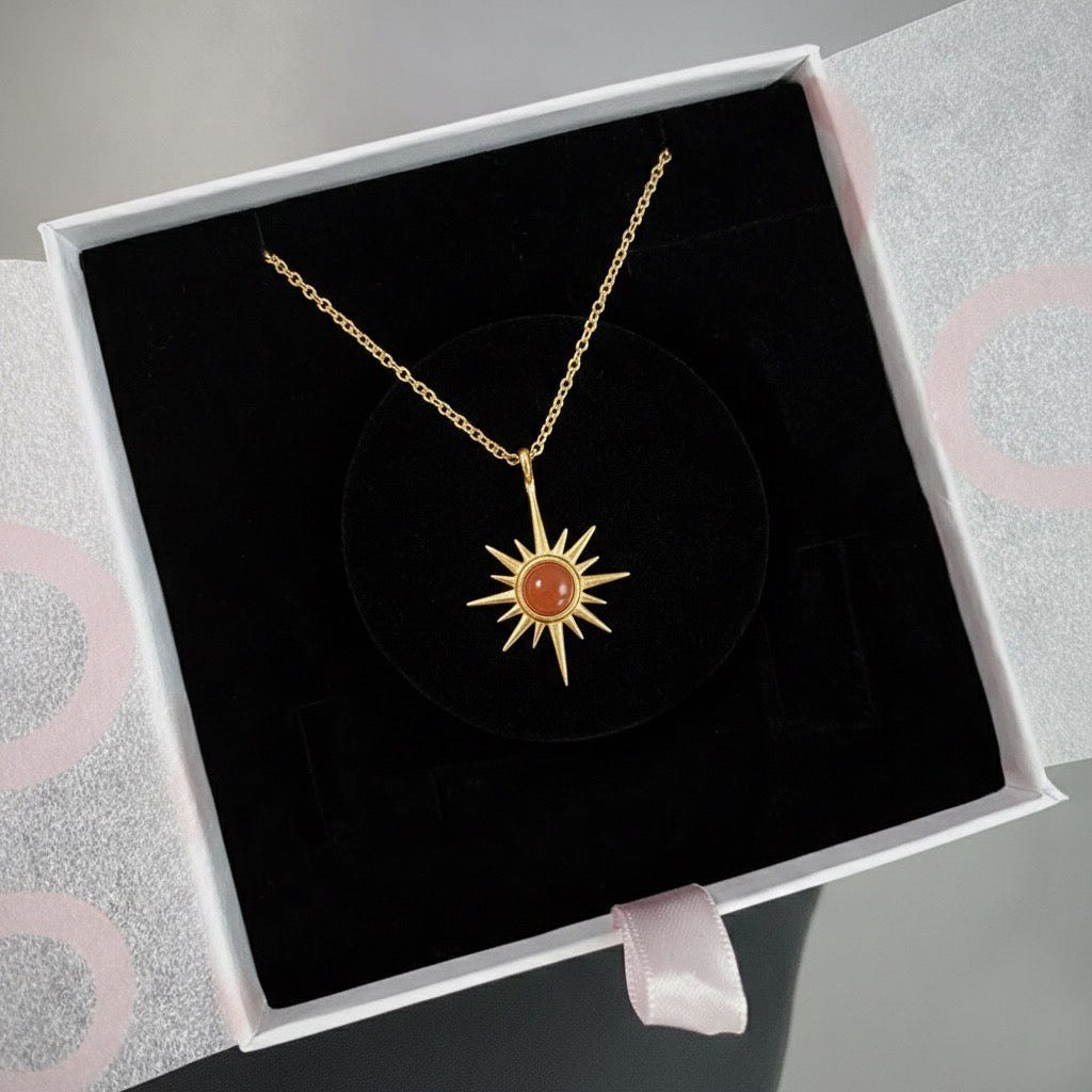 Akik Kuzey Yıldızı Gold Kolye