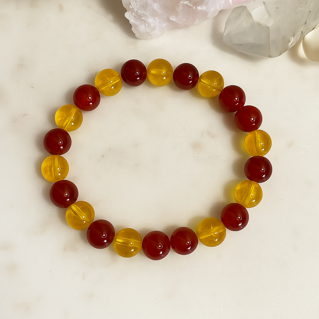 Doğal Taşlı Galatasaray Bileklik (8 mm)