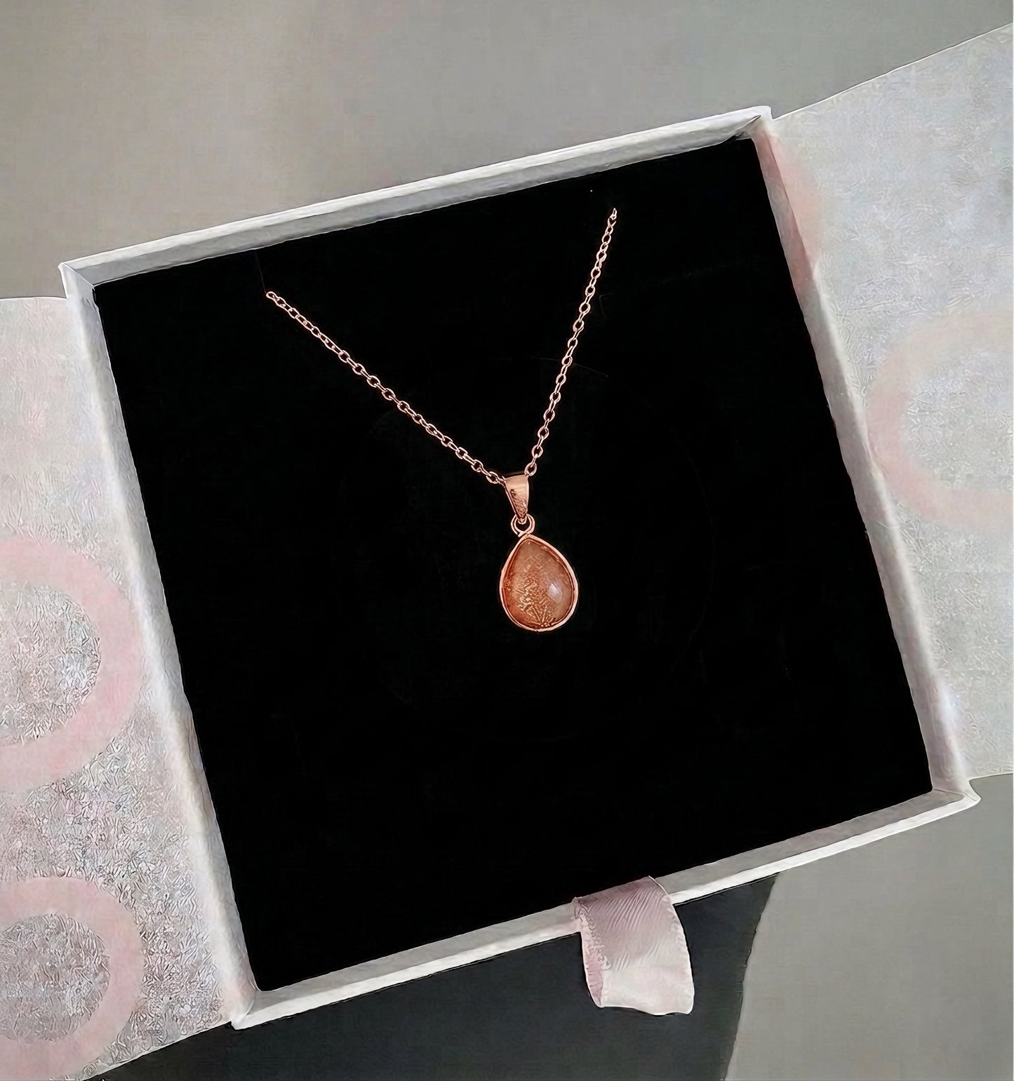 Güneş Taşı Minimal Damy Rose Gold Kolye