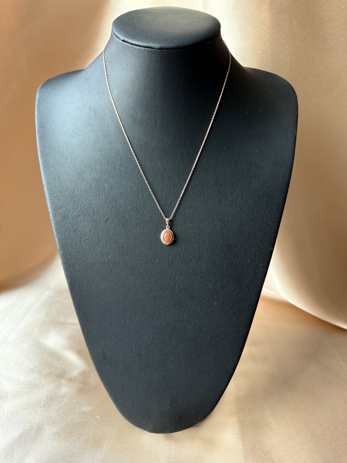 Güneş Taşı Minimal Vintage Rose Gold Kolye