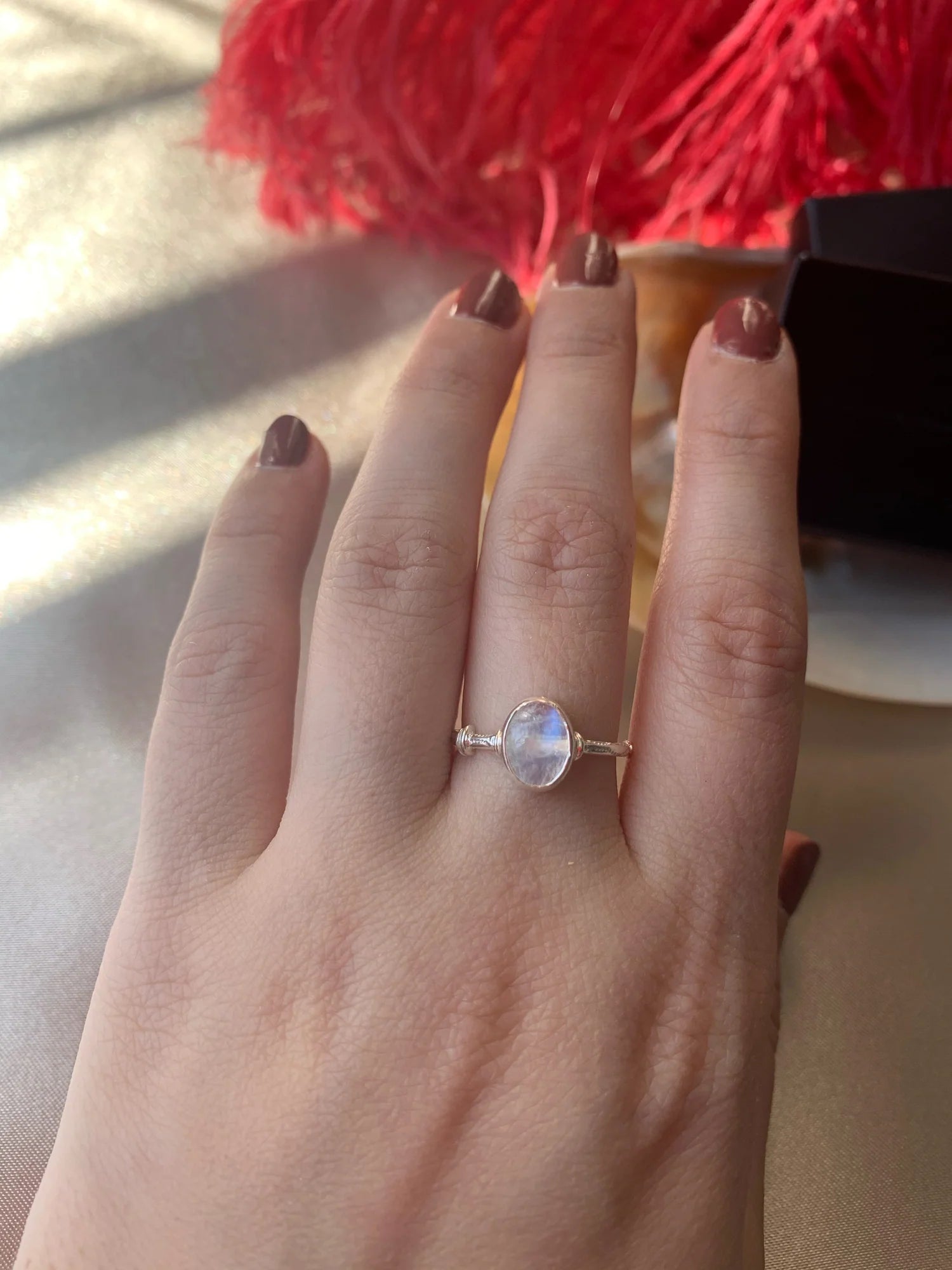 Ay Taşı Diana Gümüş Yüzük