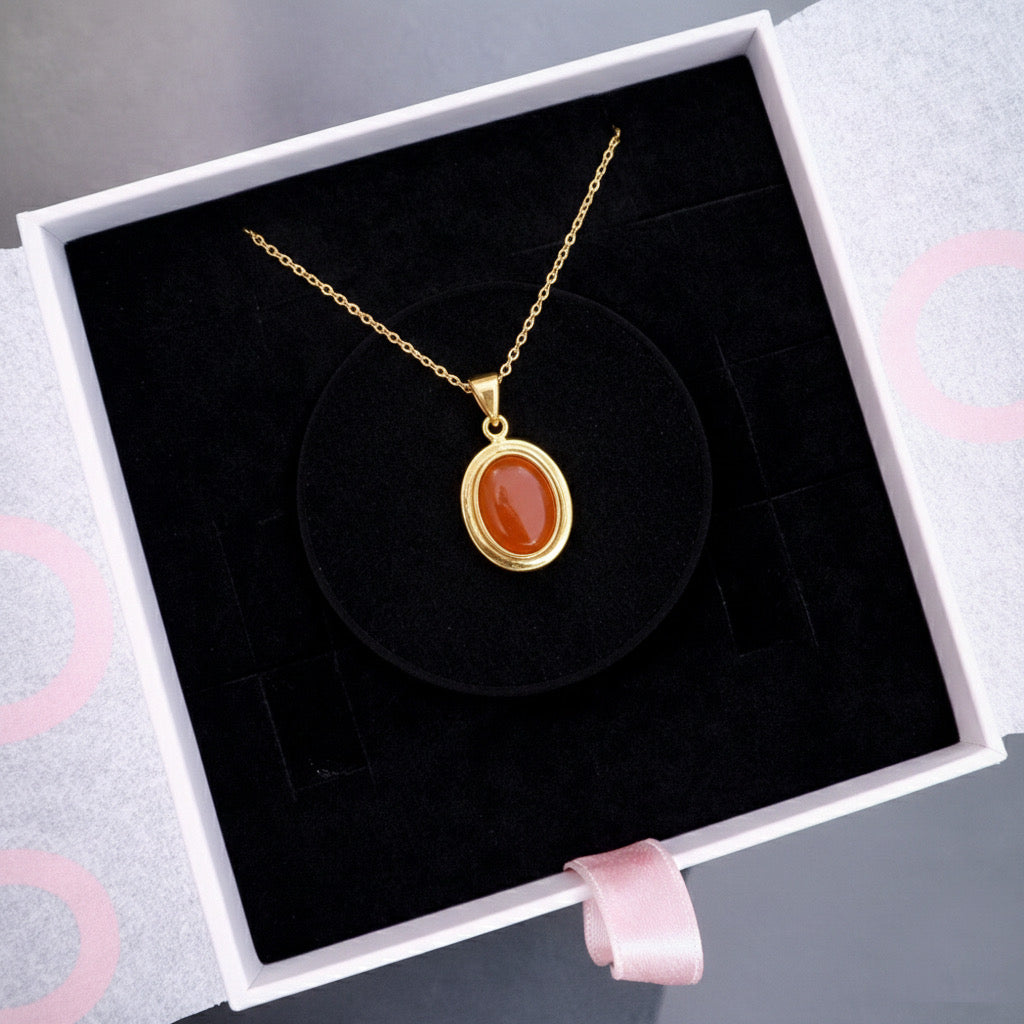 Akik Minimal Vintage Gold Kolye