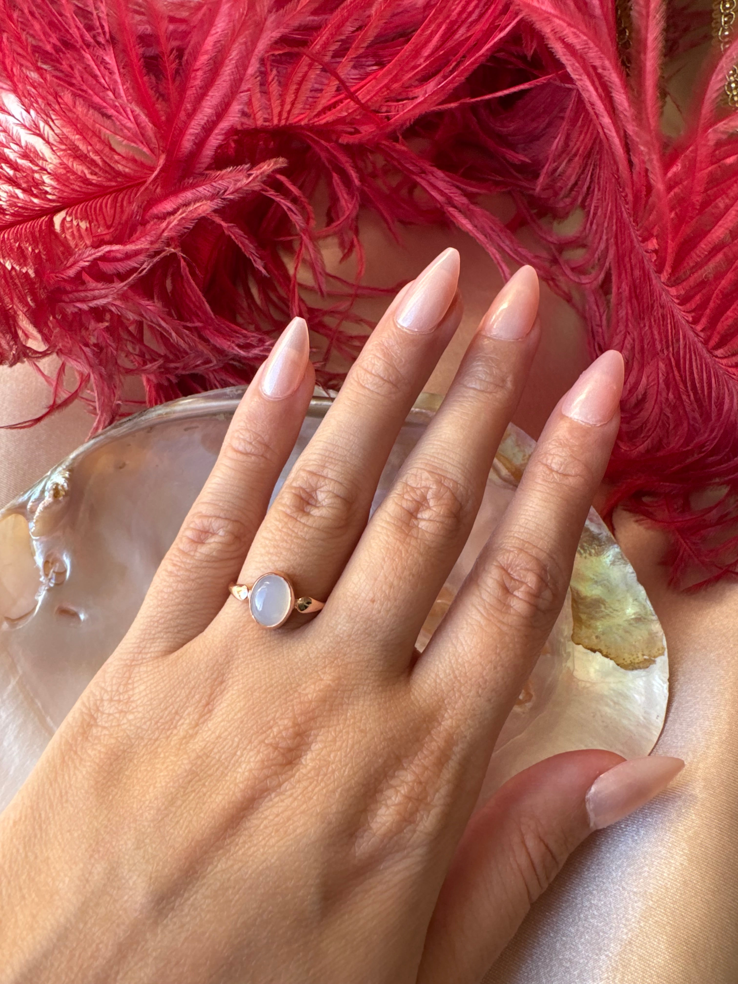 Kalsedon Mary Rose Gold Yüzük