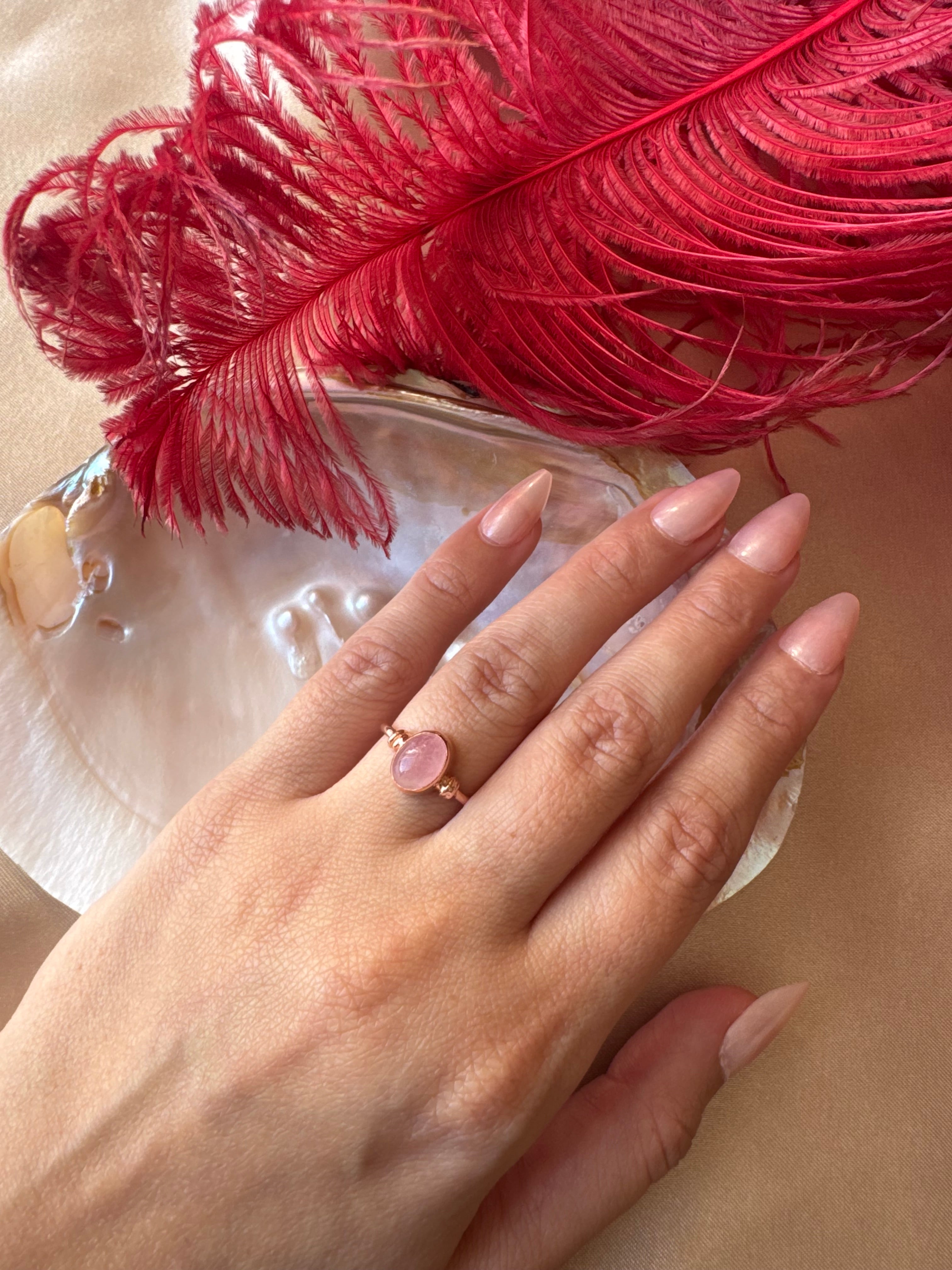 Pembe Kuvars Diana Rose Gold Yüzük