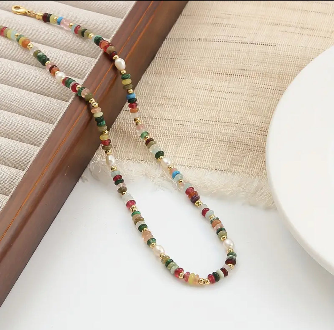 Karışık Doğal Taşlı Bohem Dizi Kolye