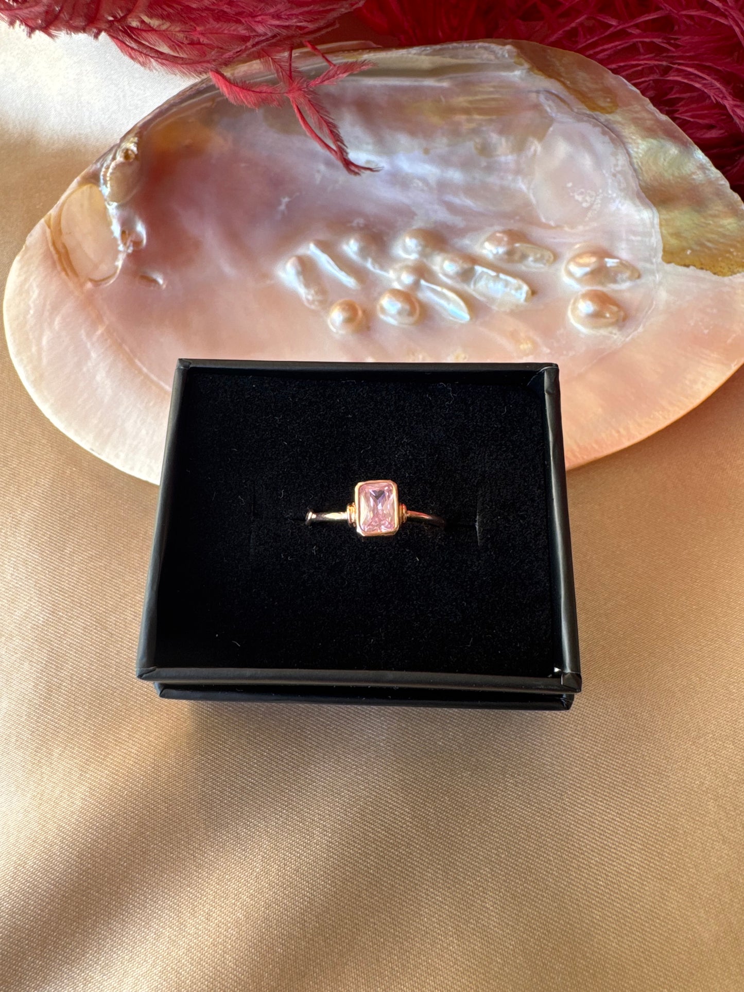 Pembe Kuvars Tina Rose Gold Yüzük