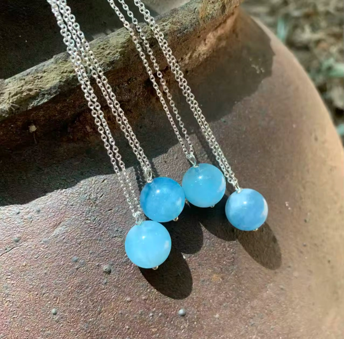 Akuamarin Ball Kolye