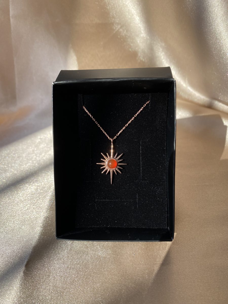 Akik Kuzey Yıldızı Rose Gold Kolye