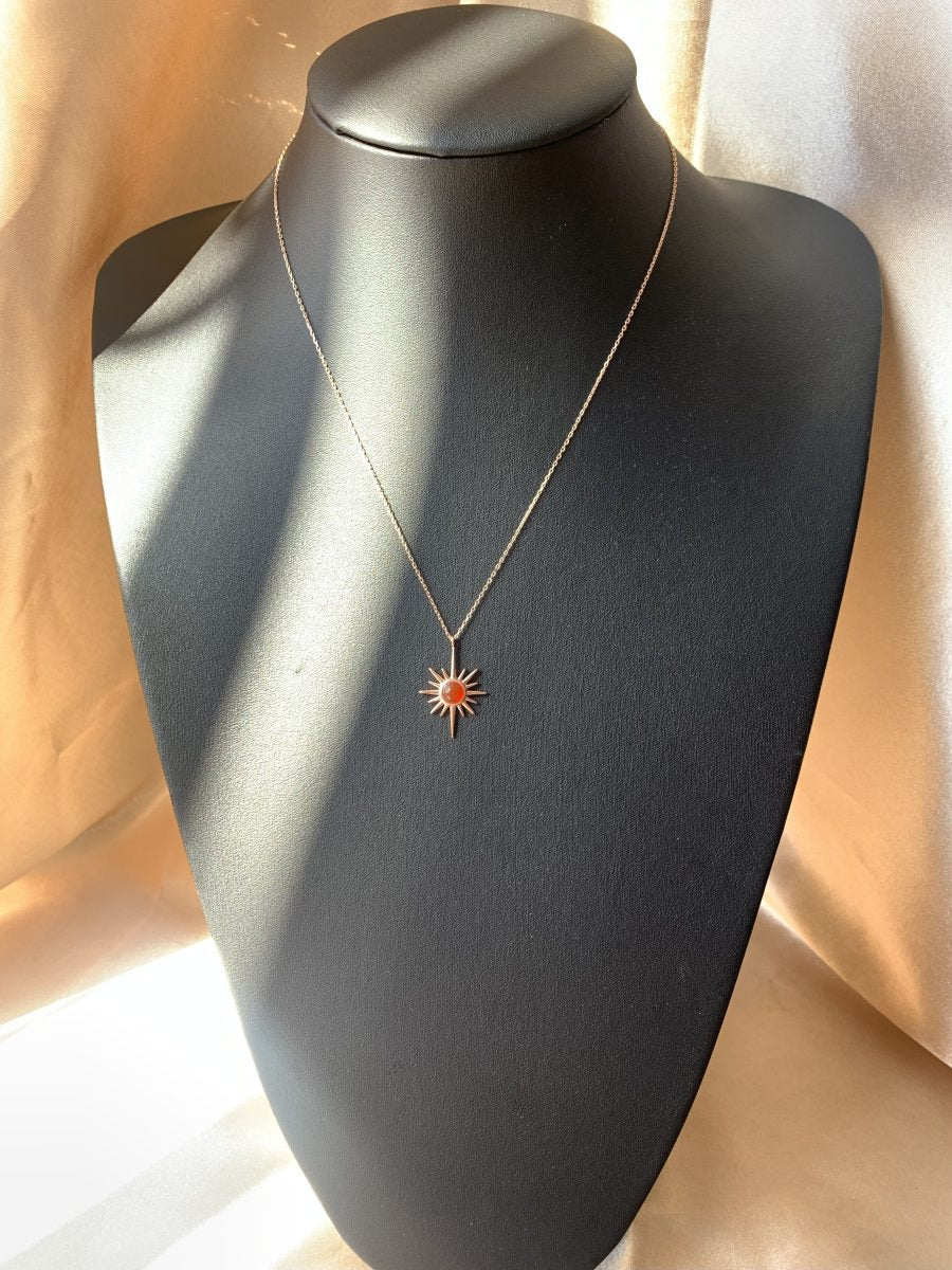 Akik Kuzey Yıldızı Rose Gold Kolye