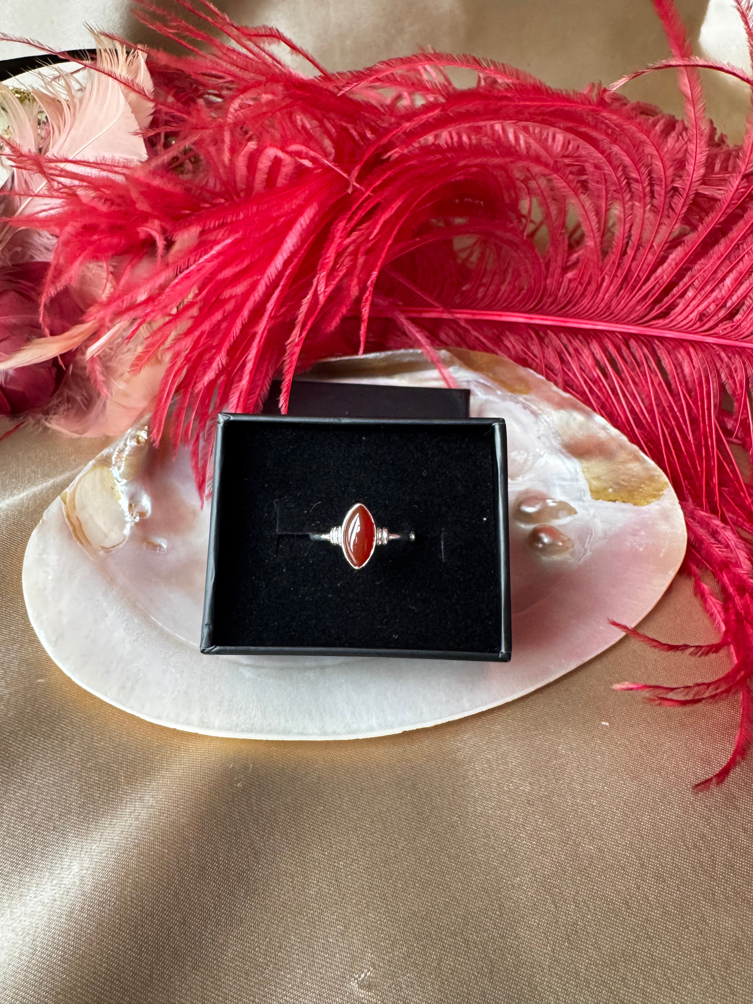 Akik Markiz Gümüş Yüzük