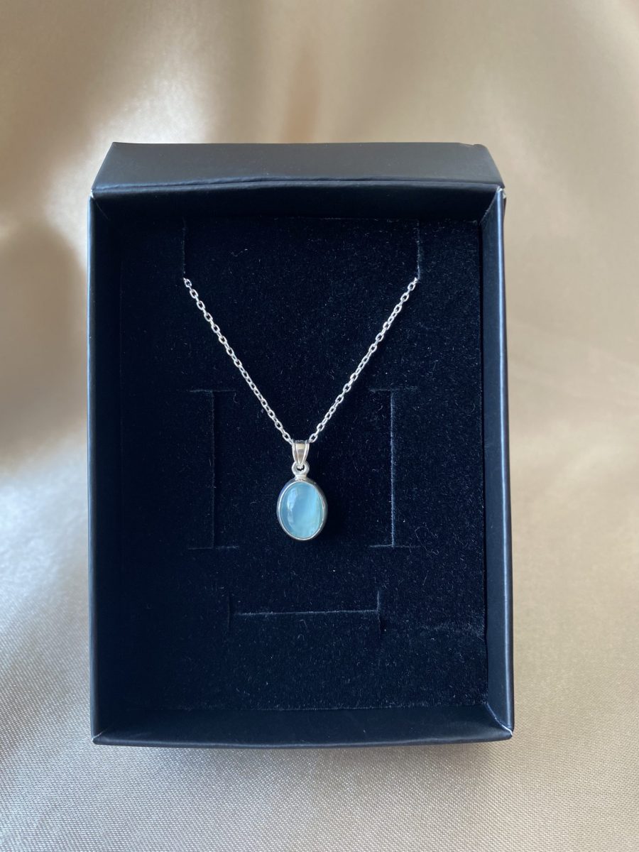 Akuamarin Minimal Gümüş Kolye