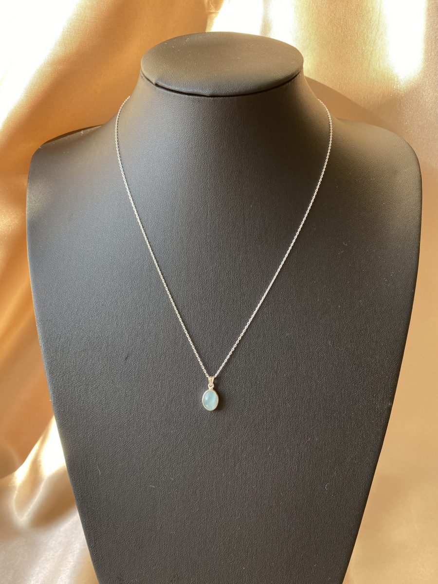 Akuamarin Minimal Gümüş Kolye