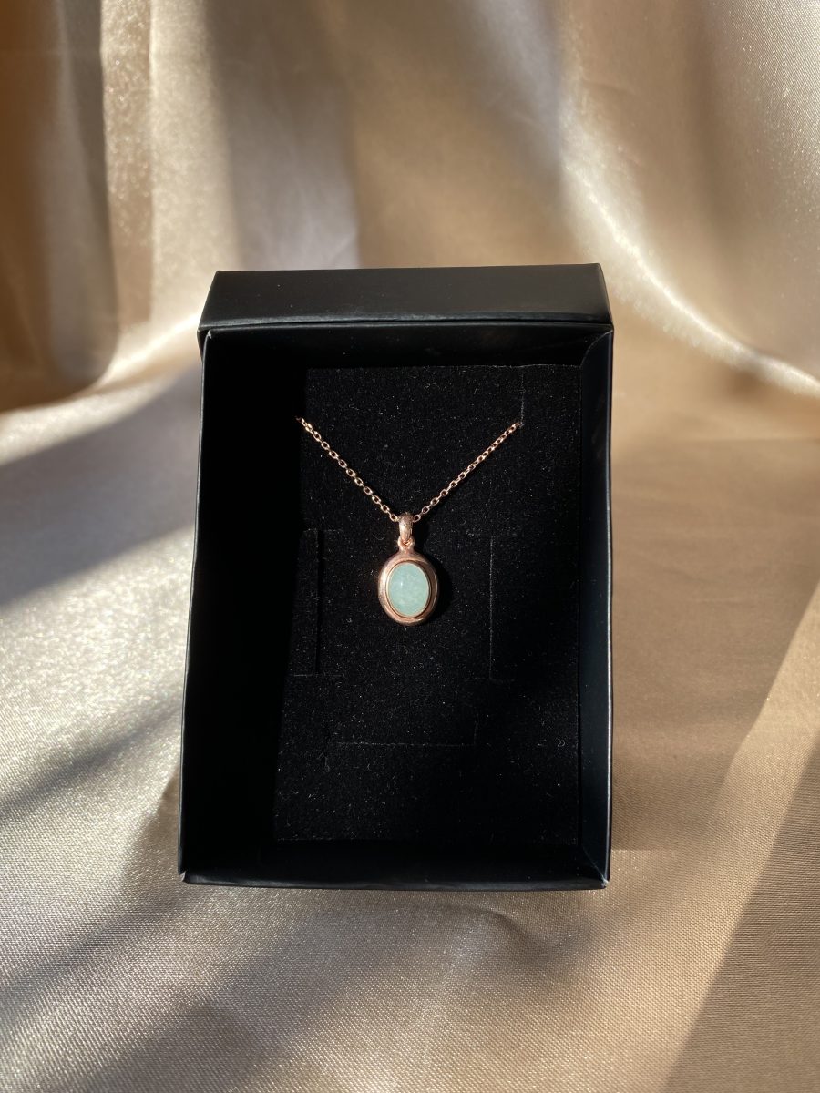 Akuamarin Minimal Vintage Rose Gold Kolye