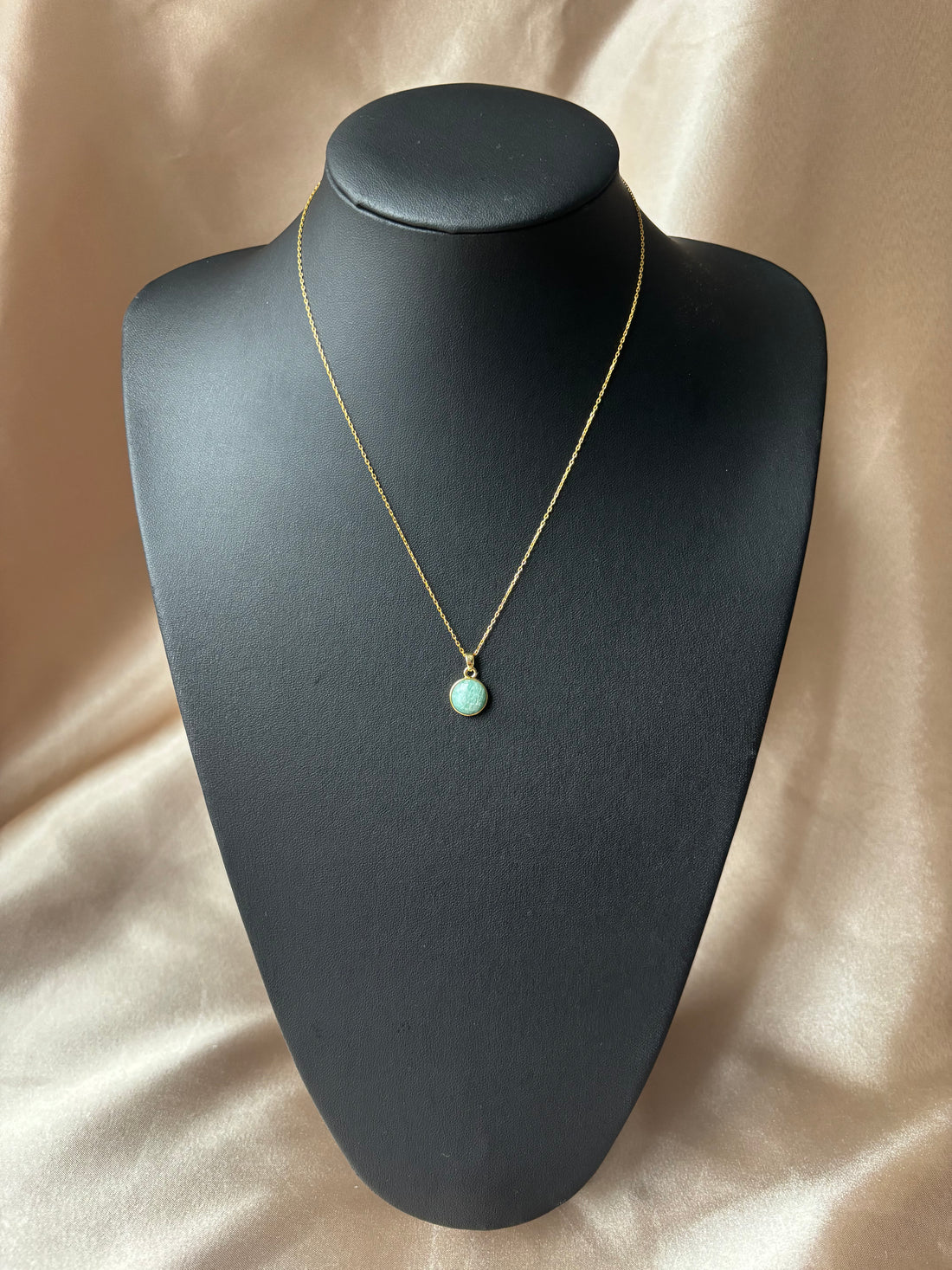 Amazonit Basic Round Gold Kolye