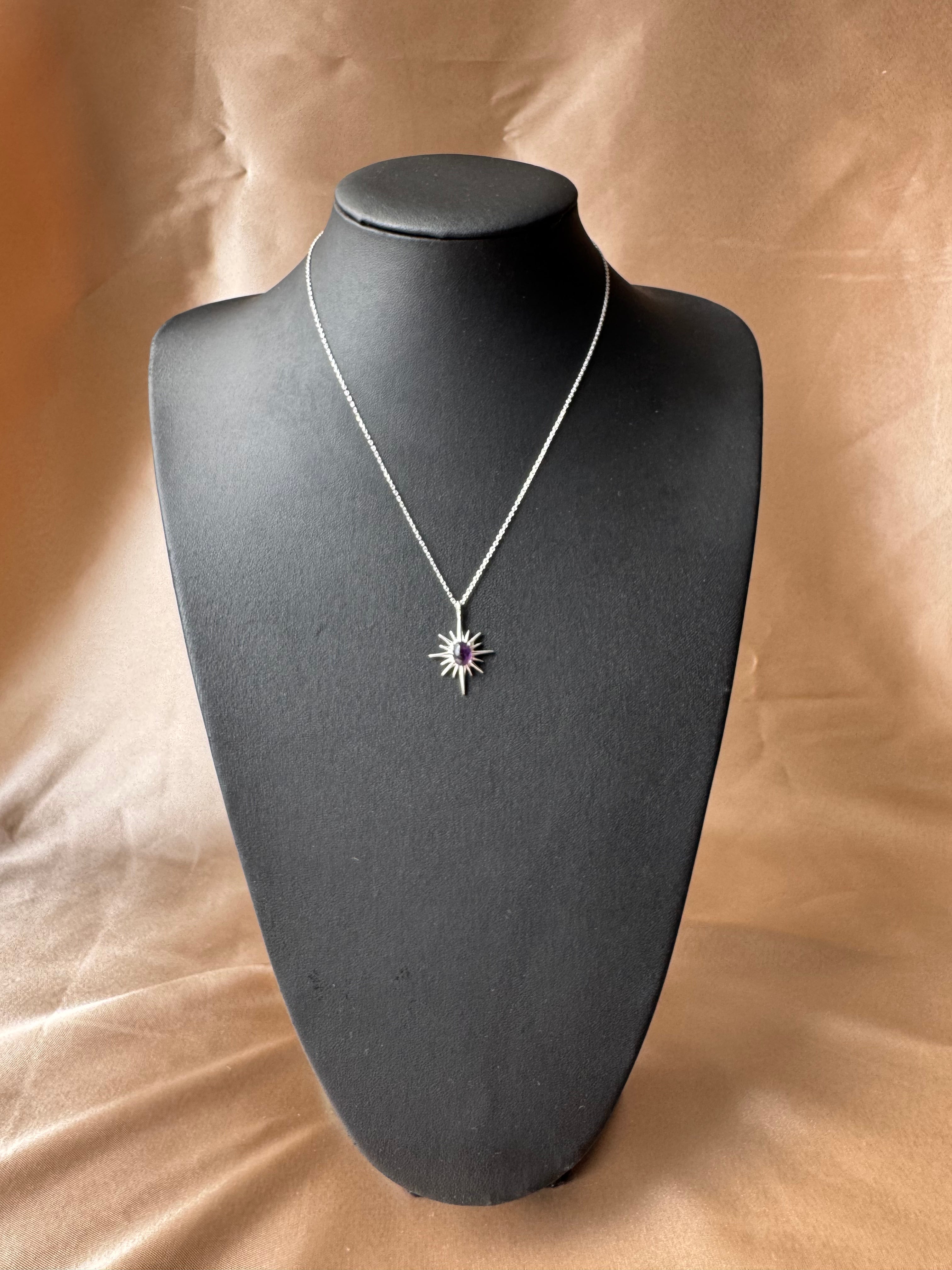 Ametist Büyük Kuzey Yıldızı Gümüş Kolye