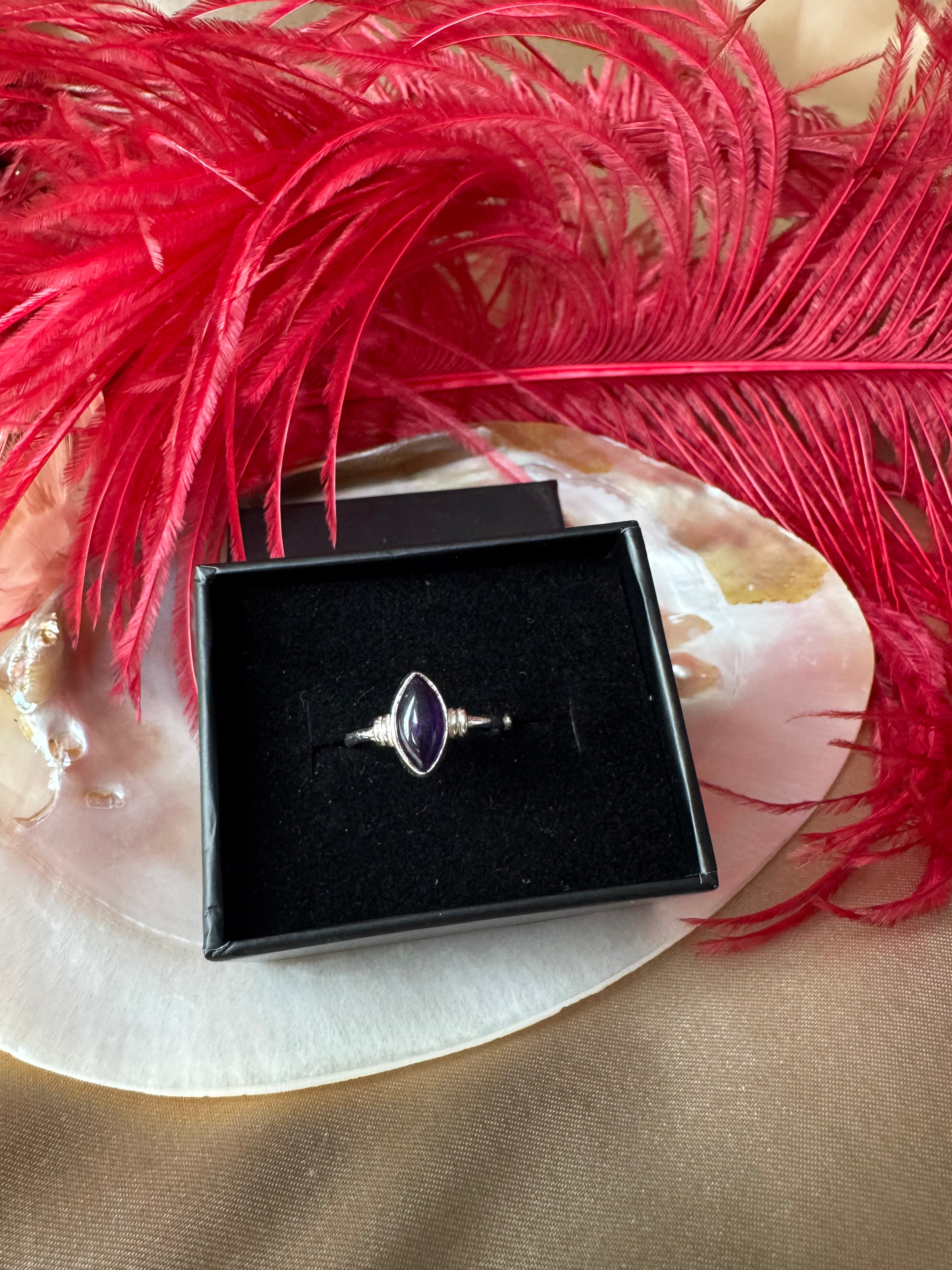 Ametist Markiz Gümüş Yüzük