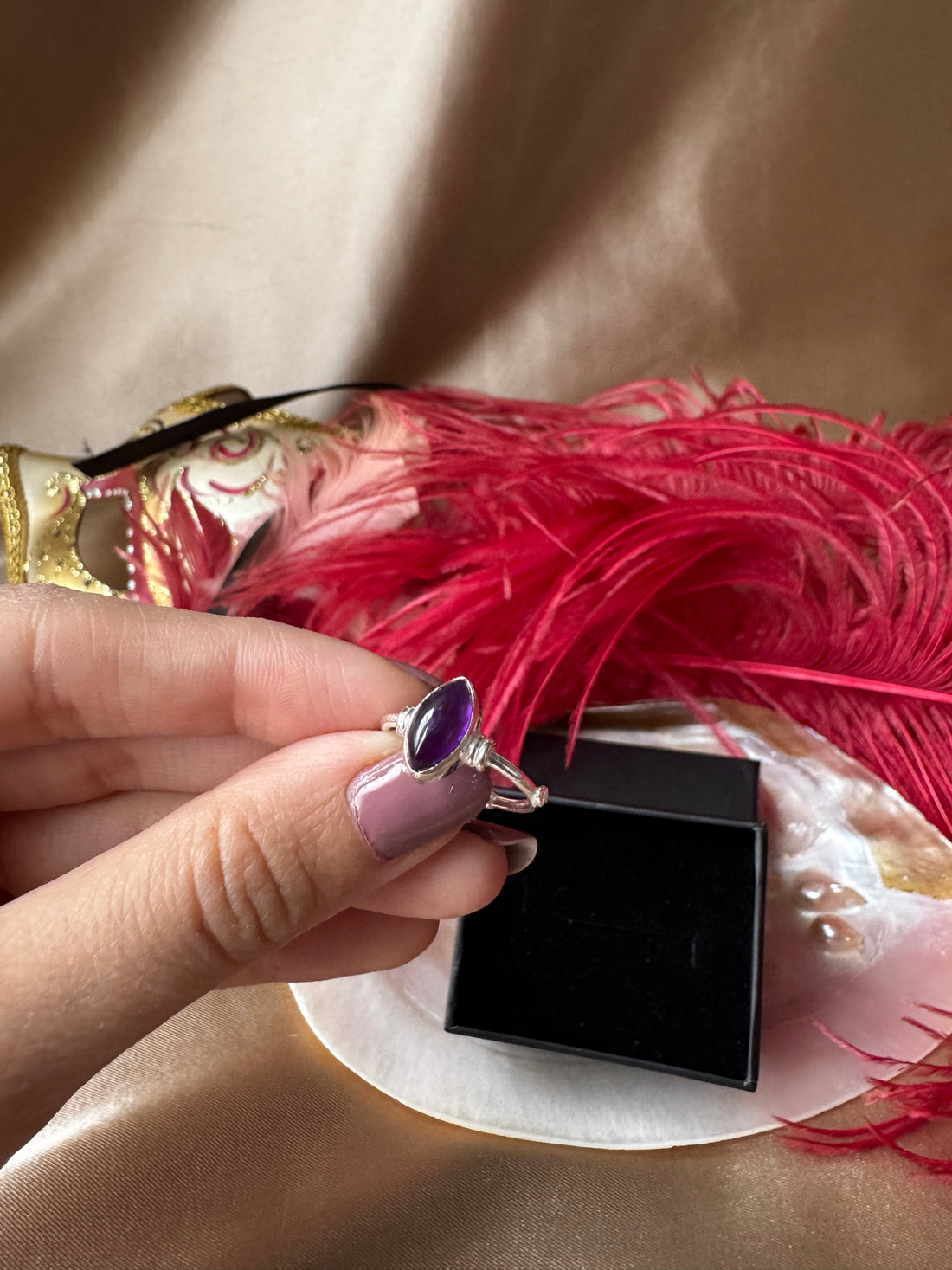 Ametist Markiz Gümüş Yüzük