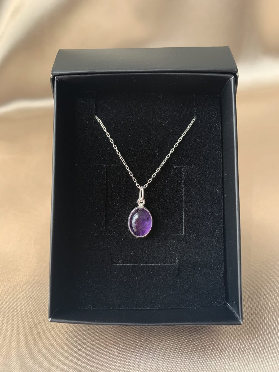 Ametist Minimal Gümüş Kolye