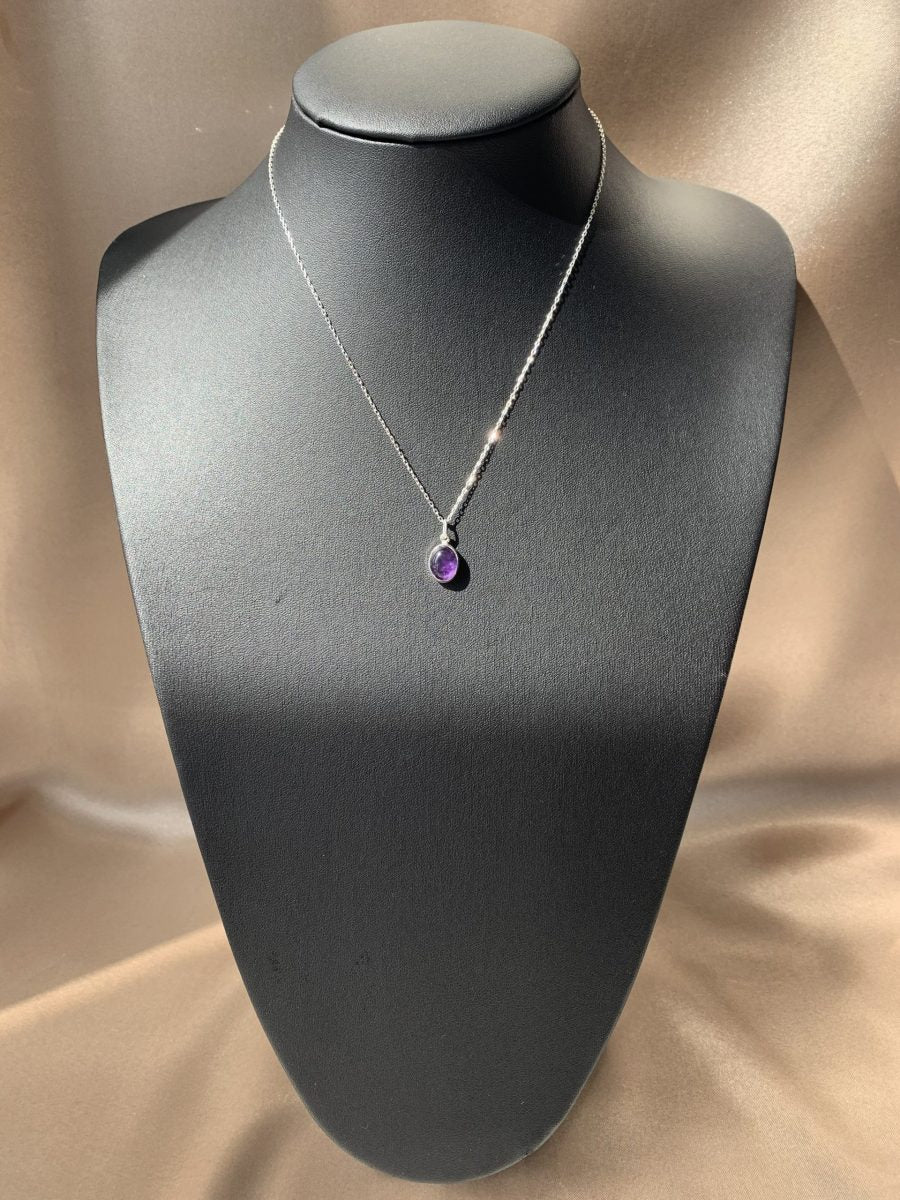 Ametist Minimal Gümüş Kolye