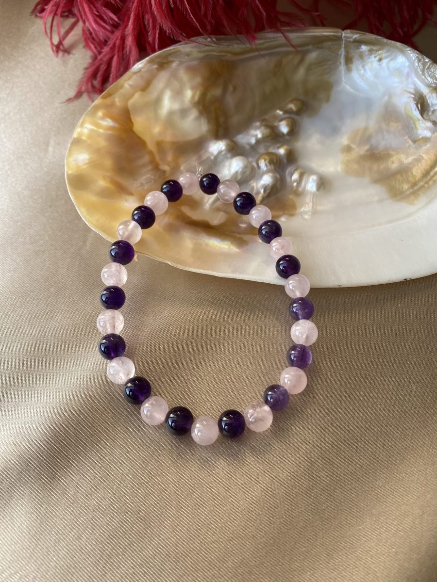 Ametist & Pembe Kuvars Aşk ve Özsevgi Bilekliği (6 mm)
