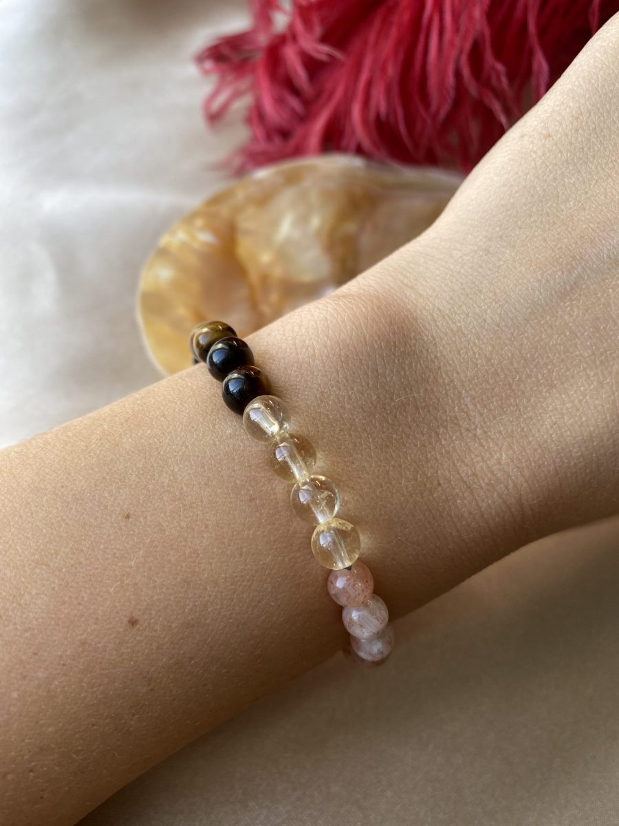 Kaplangözü & Sitrin & Güneş Taşı Ateş Elementi Yükseltme Bilekliği (6 mm)