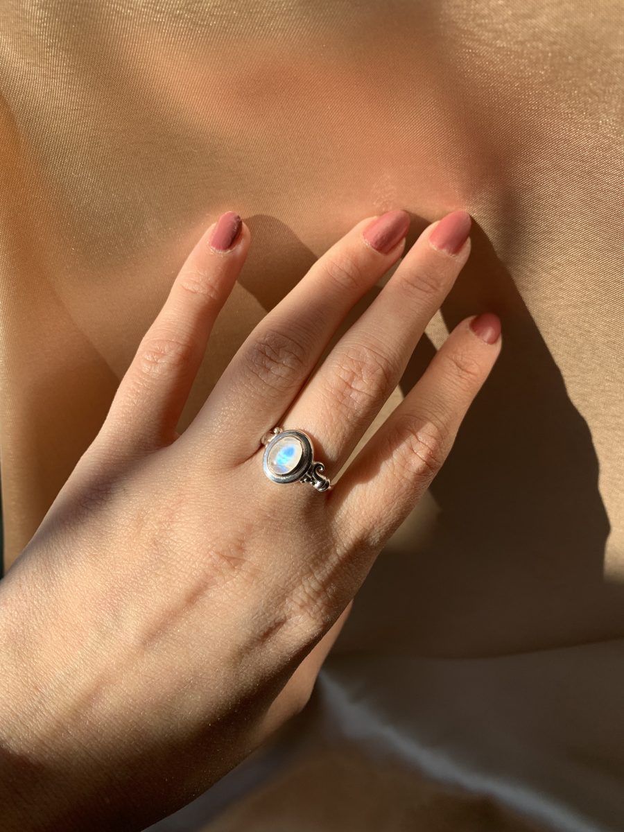 Ay Taşı Vintage Gümüş Yüzük