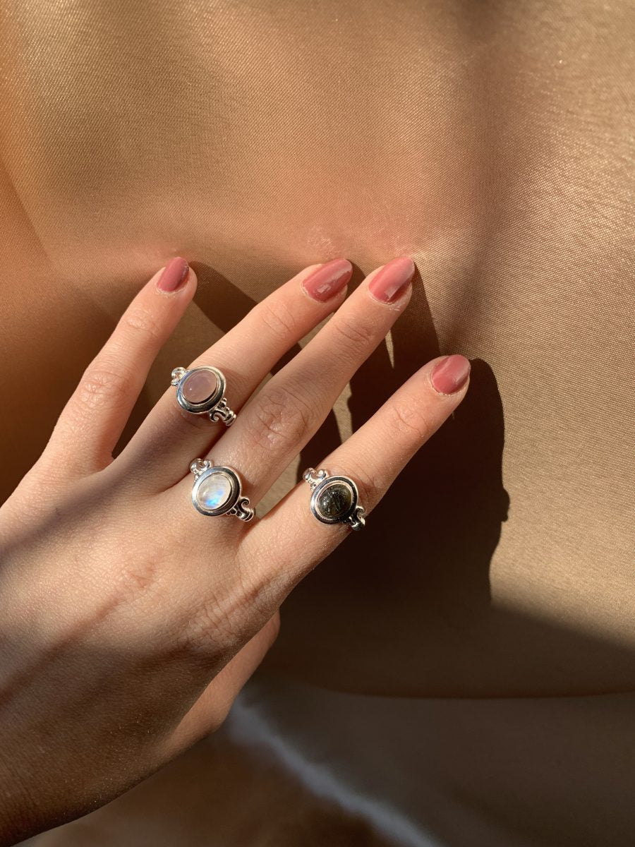 Ay Taşı Vintage Gümüş Yüzük