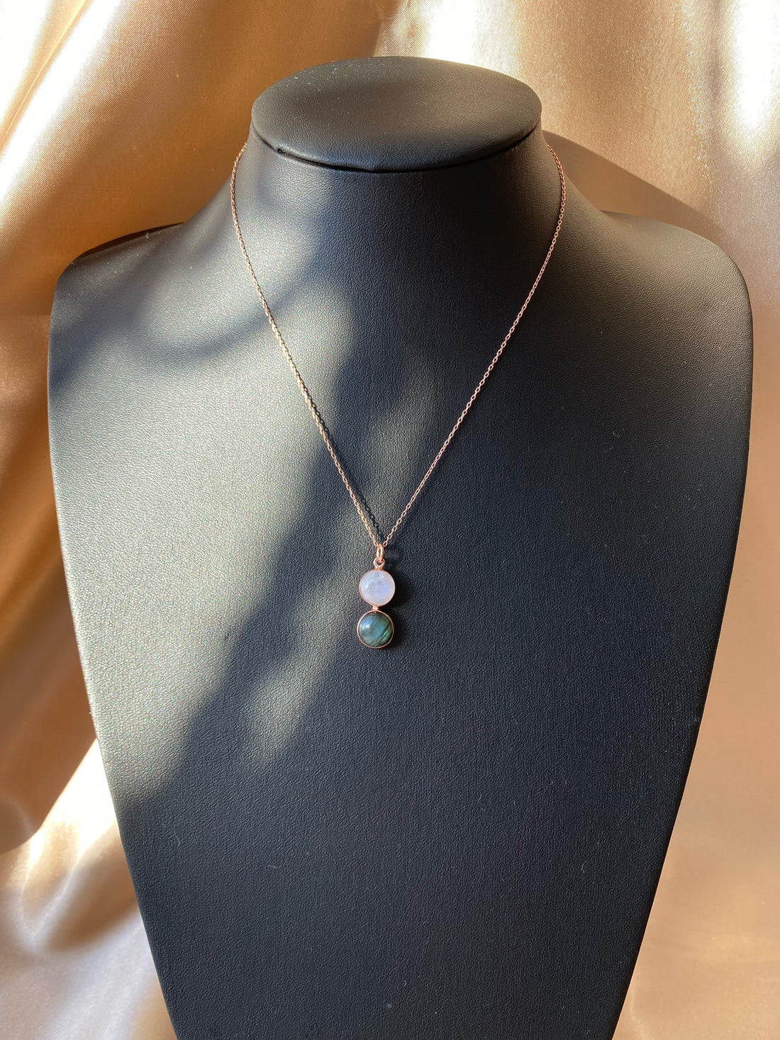 Ay Taşı & Labradorit Twin Flame Rose Gold Kolye