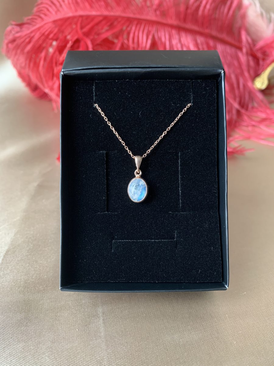 Ay Taşı Minimal Rose Gold Kolye