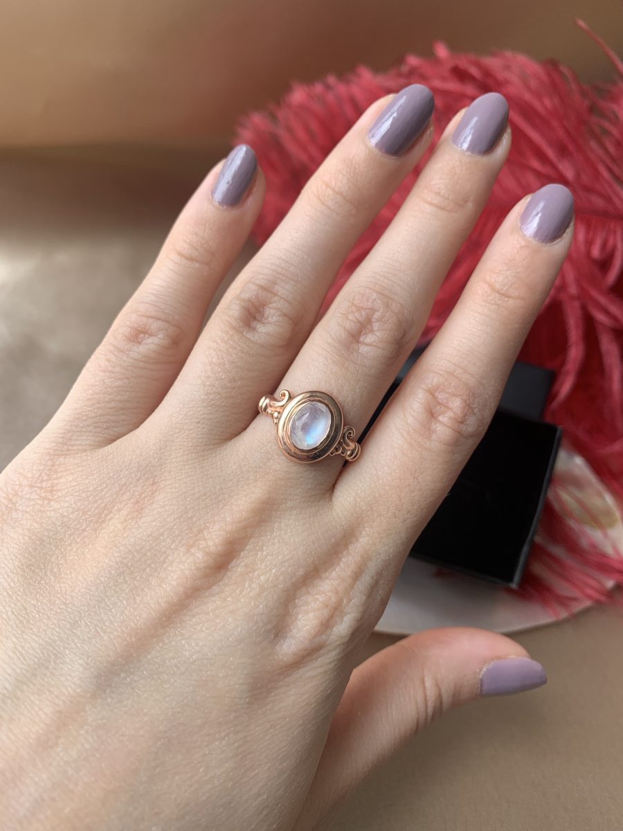 Ay Taşı Vintage Rose Gold Yüzük