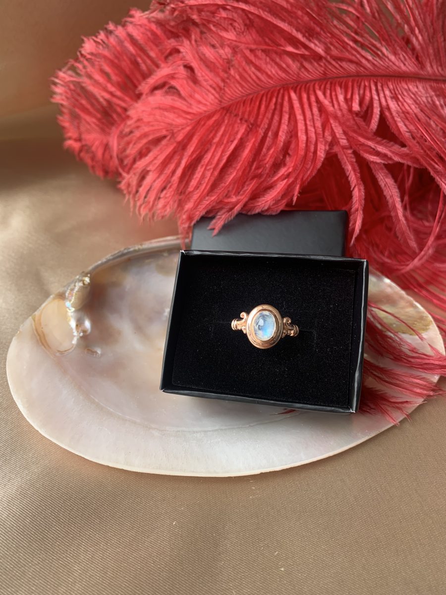 Ay Taşı Vintage Rose Gold Yüzük