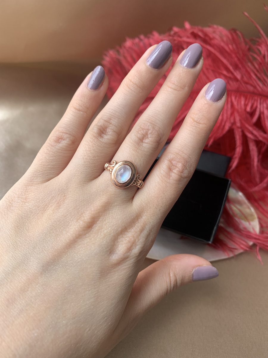 Ay Taşı Vintage Rose Gold Yüzük