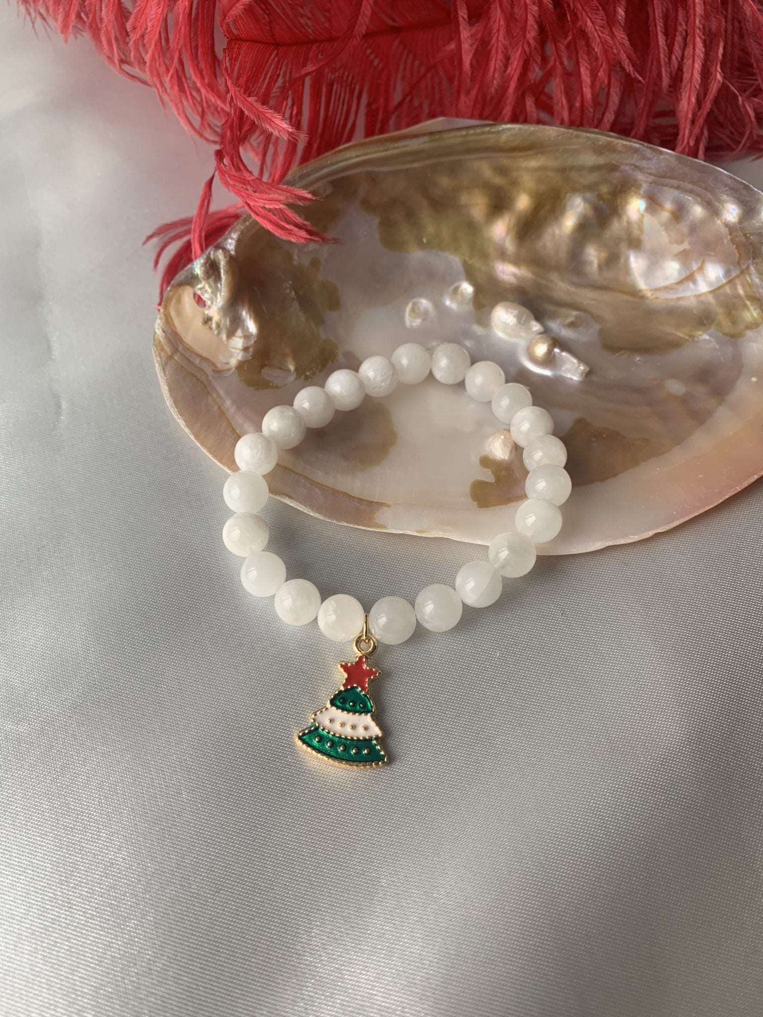 Ay Taşı Yılbaşı Bileklik (8 mm Yılbaşı Ağacı)