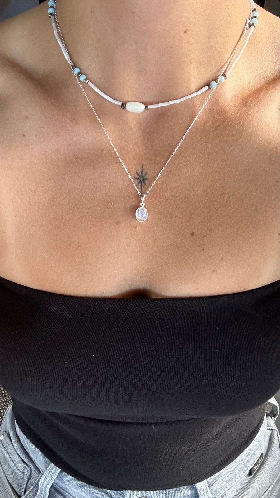 Ay Taşı Minimal Gümüş Kolye