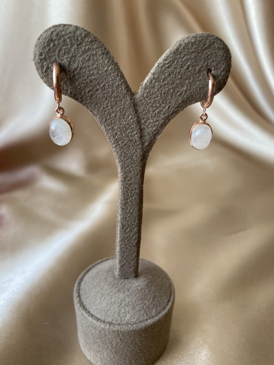 Ay Taşı Rose Gold Küpe