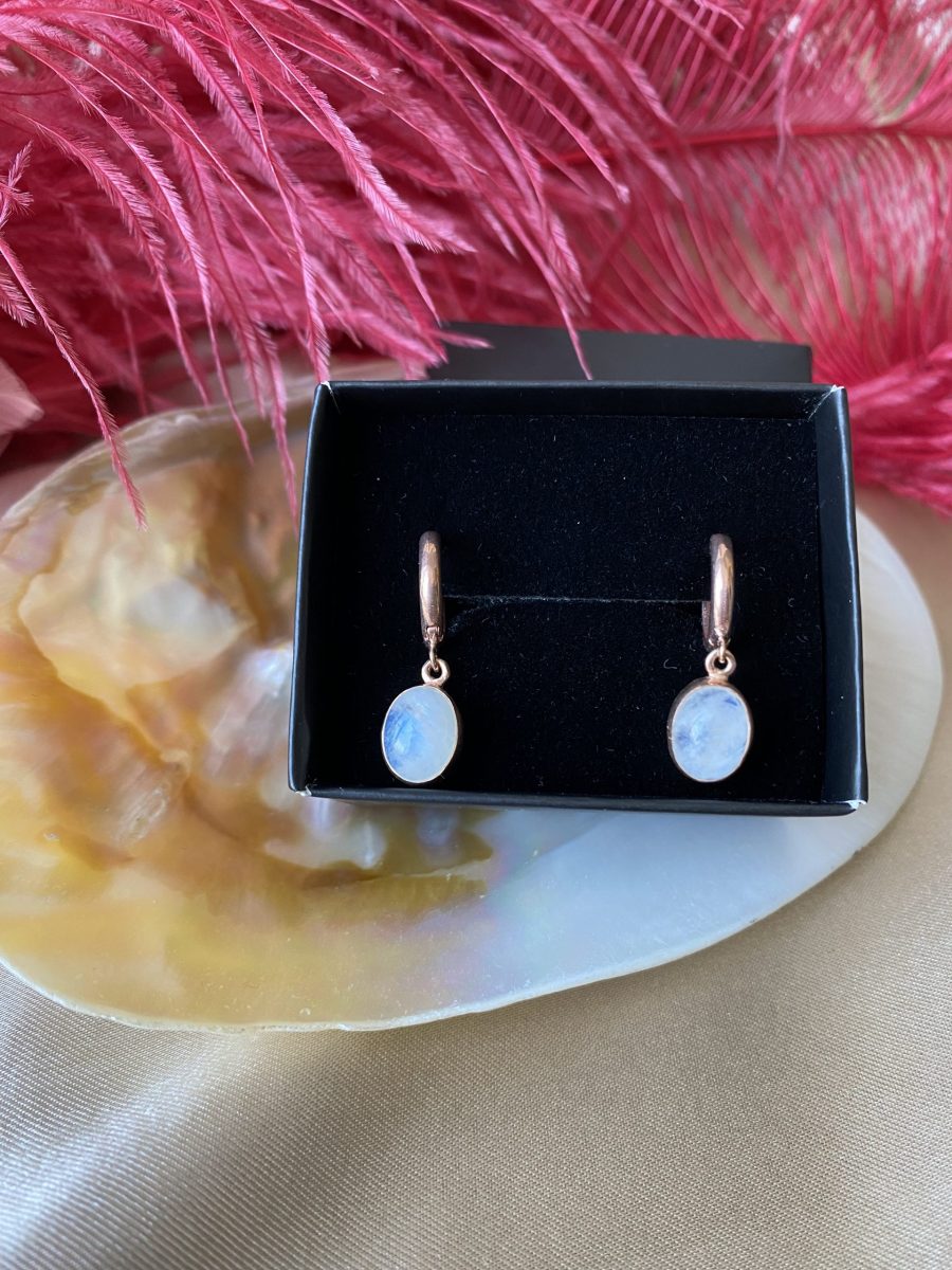 Ay Taşı Rose Gold Küpe