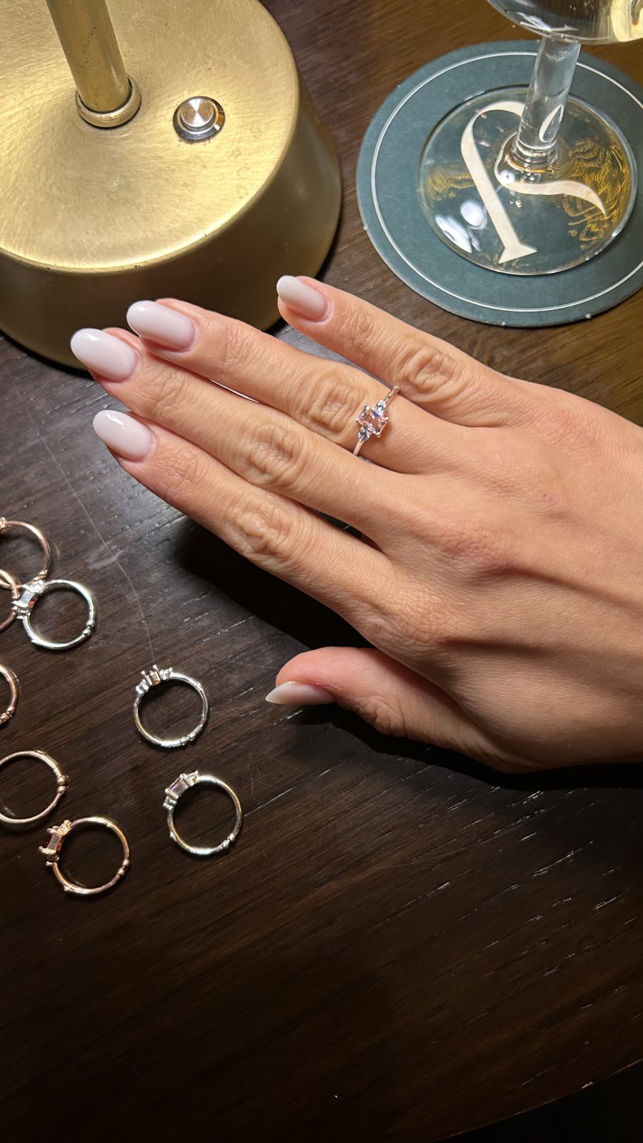 Pembe Kuvars Dikdörtgen Prenses Gümüş Yüzük