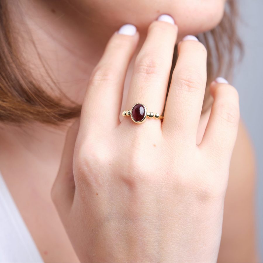 Lal Taşı (Garnet) Hera Gold Yüzük